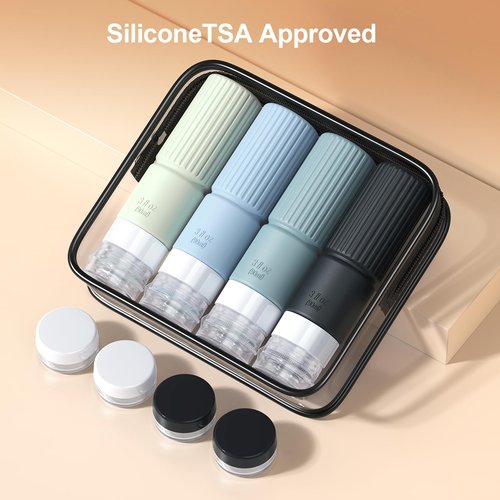 Tocelffe 18pes Travel Bottles for Toiletries,TSA Approved Silicone Travel Containers jar for Toiletries,Leak Proof 3oz Refillable Liqus Shampoo And Conditioner Travel Essentials toiletry Bottles