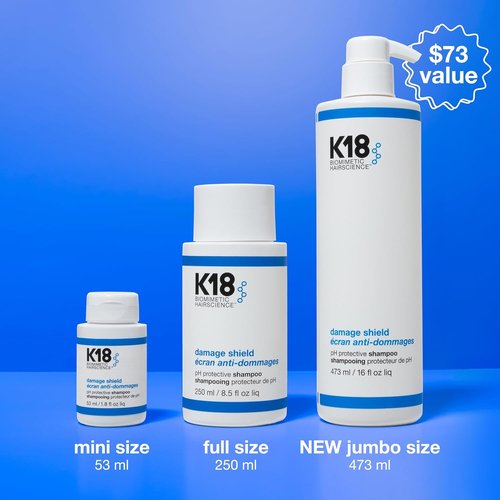 K18 Damage Shield Shampoo - Reduces Frizz & Tangles | Maintains Healthy Hair