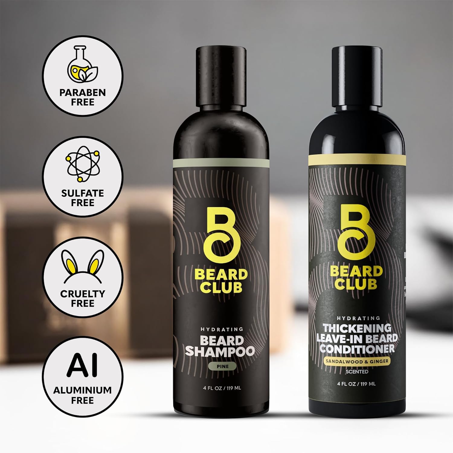 The Beard Club Beard Wash & Conditioner Set - Hydrating Shampoo & Leave-In Conditioner for Men | Grooming Gift Kit