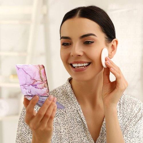 Cindeer 40 Pcs Compact Mirror Bulk Small Purse Portable Pocket Hand Double Sided Magnifying Makeup Mirror Square with 2X 1x Magnification for Girls Woman Mother Travel