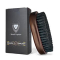 Beard Captain 100% Boar Bristle Beard Brush for Man – Retro Wooden Handle, Promotes Beards Growth & Softens, Travel Size