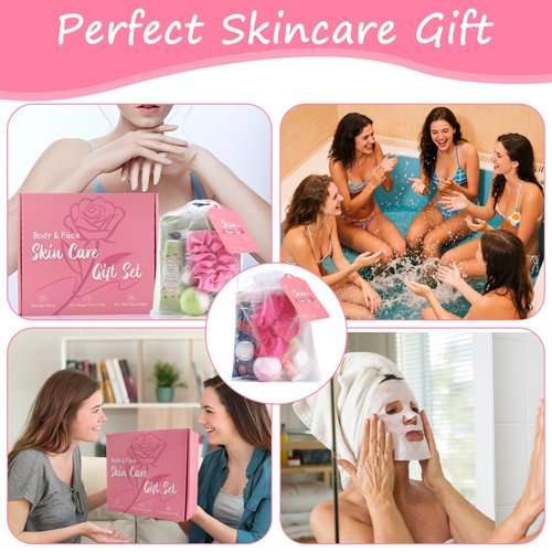 Jutqut 120PCS Spa Party Supplies for Girls, Include Facial Masks, Lip Mask, Under Eye Patches, Lip Balm, Foot Bath Bombs, Hand Cream, Compressed Towel, Hair Band, Sleepover Party Supplies for Girls