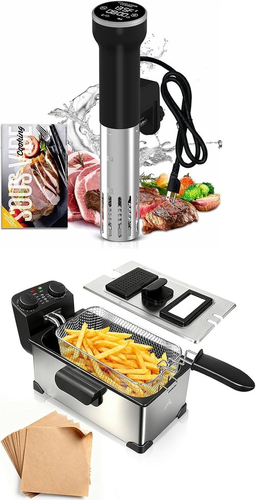 Skiennix Sous Vide Cooker - WiFi Immersion Cooking with Deep Fryer Basket | Precision Cooking