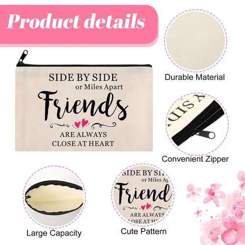 Saintrygo 10 Pieces Friendship Gifts for Women Good Friend Cosmetic Bags Funny Long Distance Friendship Makeup Bags Christmas Gift Travel Toiletry Makeup Zipper Pouch for BFF Soul Sister(Heart Style)