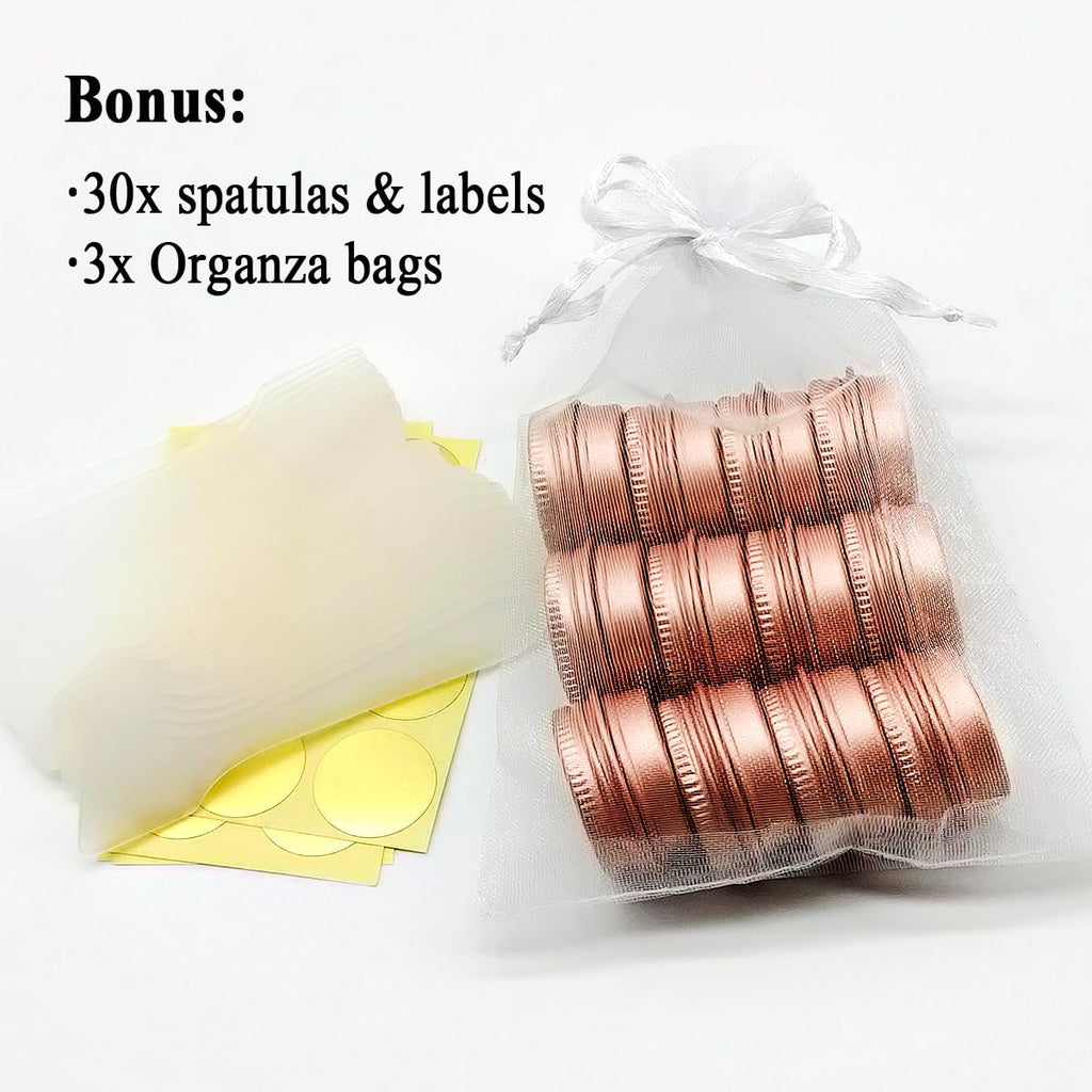 Wopanxye 30pack 5ml Lip Balm Tin Cans, 5g Aluminum Makeup Sample Containers with Screw Lid, Empty Metal Tins Pot Storage Travel Jars for Cosmetic Cream Candle Tea Nail DIY Paints, 5 Gram Small Tins