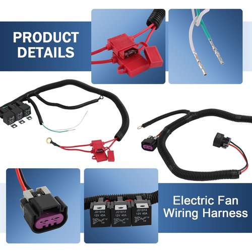 CARMOCAR Electric Dual Fan Wiring Harness Kit - Upgrade for 1999–2006 GM ECU Control Cooling Fans