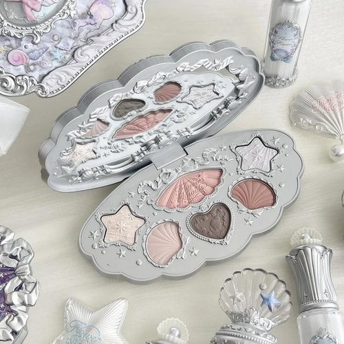 Flower Knows Shell's Jewel 6-Color Makeup Palette,Nude Pink Eyeshadow with 4 Matte + 2 Shimmer Shades,Blendable Smooth Cute Make Up,0.23 Oz(01 Moonlight Pearl)