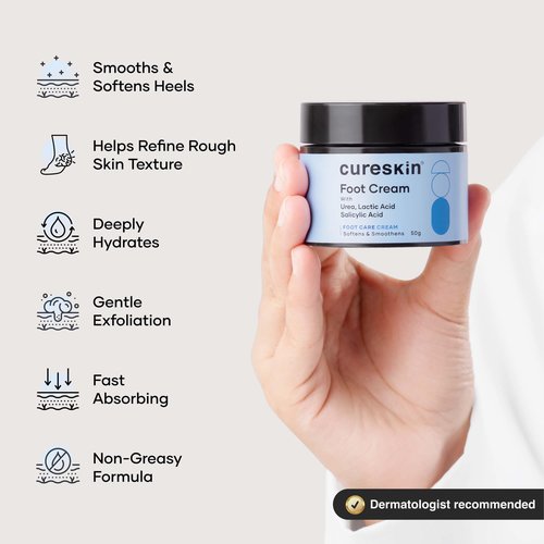 Cureskin Foot Care Cream for Cracked Heels | Repairs, Softens, and Exfoliates | Foot Cream for Women and Men, 50 g (Pack of 1)