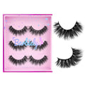 Barbielylashes 18mm Mink Eyelashes, 3D Real Mink Lashes, 3 Pairs Doll Look Eye Lashes, Fluffy Dramatic False Eyelashes, 6D Long Thick Full Volume Round Shape Lashes, Cruelty-Free (Dream)