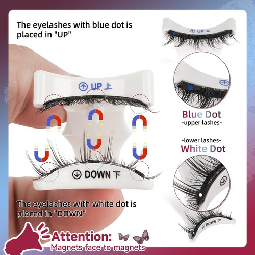 Mayhug Magnetic Eyelashes 3 Pairs, Reusable Magnetic Lashes with Applicator No Glue Needed Lash Clusters Kit Natural Look, Easy to Wear and Remove (3 Pairs-Kit 2)