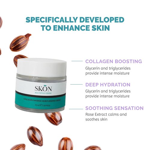 Skön Marine Collagen Cream - Anti-Aging Face Moisturizer with Padina Pavonica & Rose | 50ml Hydrating Formula