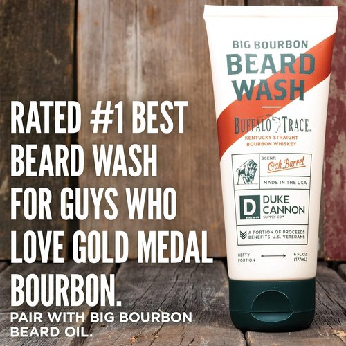 Duke Cannon Supply Co. Big Bourbon Beard Wash, 6 Fl Oz, Oak Barrel Scent - Made in the USA with domestic & globally sourced materials to Strengthen, Rejuvenate, Soften and Condition