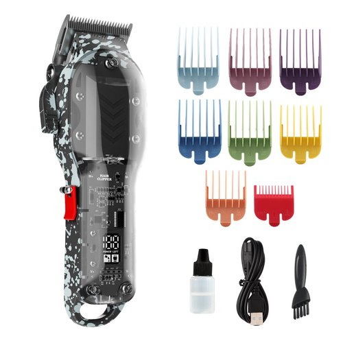 Tuanchuanrp Professional Hair Clippers for Men, Cordless Barber kit for Hair Cutting & Grooming, Hair Clippers Set for Barber Haircut with LED Display 8 Fade Taper Combs(Black)