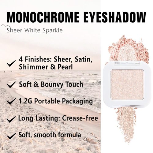 Evpct Pear White Shimmer Eyeshadow Palette - High Pigment Glitter for Mature Skin | Mini Cream Formula