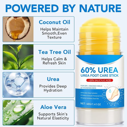 Skiennix Urea Foot Cream Stick - 60% Urea & 2% Salicylic Acid for Dry Cracked Skin | 1.41 oz