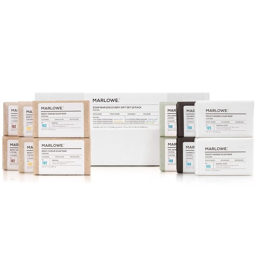 Marlowe. Men's Soap Bar Discovery Gift Set - Exfoliating Body Scrubs & Moisturizing Bars | 12 Pack
