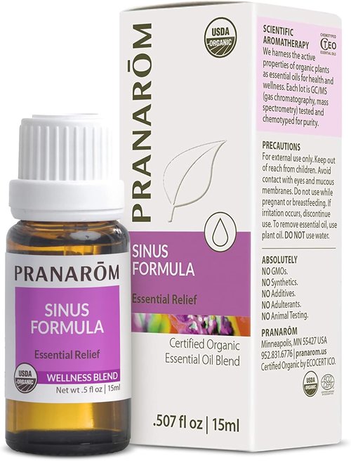 Pranarom - Organic Sinus Formula Essential Oil Blend for Wellness | 15ml Aromatherapy