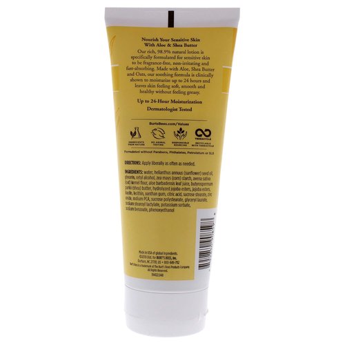 Burt's Bees Aloe & Shea Butter Body Lotion - Gentle Formula for Sensitive Skin | 6 Oz, Pack of 3