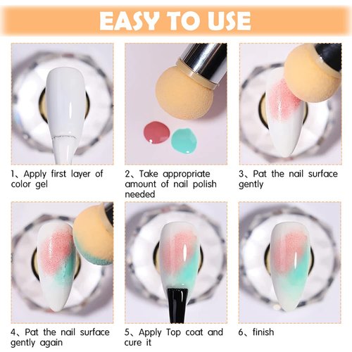 HYWWPFLAY 5Pcs Ombre Nail Brush Nail Sponges for Ombre Nail Gradient Sponges AirBrush French Tip Nail Design Brushes Ombre Brush for Gel Nails Painting Nail Polish Pen Manicure Brush Tool