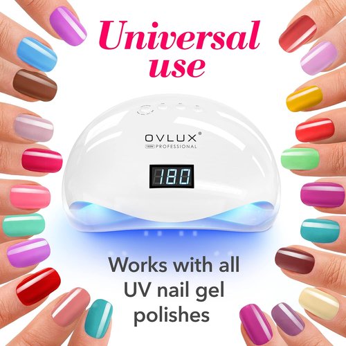 OVLUX 180W UV LED Nail Lamp - Professional Gel Nail Dryer with Auto Sensor & LCD Display, Fast Drying for All Gel Types