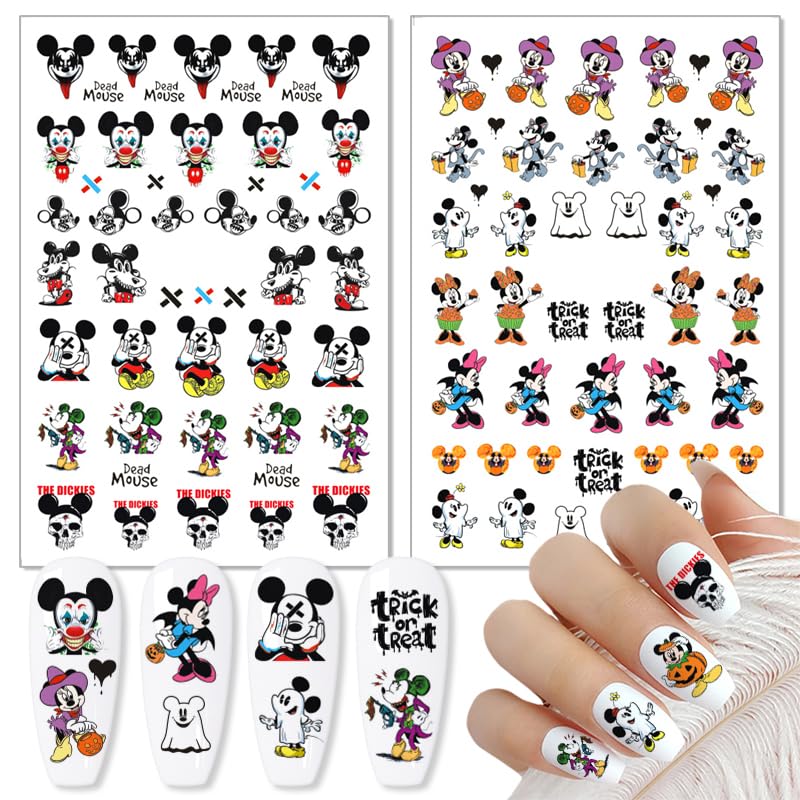 Halloween Nail Art Stickers Decals 8 Sheets Gothic Ghost Spider Web - Style 01