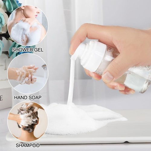 Foam Pump Bottle, 4oz Leak Proof Foaming Soap Dispenser Plastic Refillable Foam Bottles for Shampoo, Hand Soap, Body Wash, Face Wash