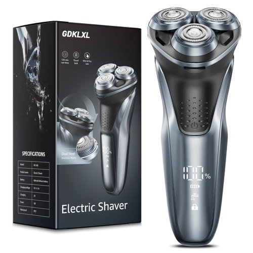 GDKLXL Rechargeable Electric Razor for Men: IPX7 Waterproof Shaver - 4D Flex Precision Blades with Pop-Up Trimmer - 1.5H Fast Charge - Gentle on Sensitive Skin, Travel-Friendly