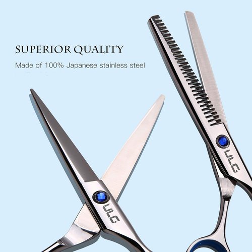 ULG Professional Hair Cutting Scissors Kit - Thinning Shears & Razor Edge Texturizing | 6.5 Inch Japanese Stainless Steel