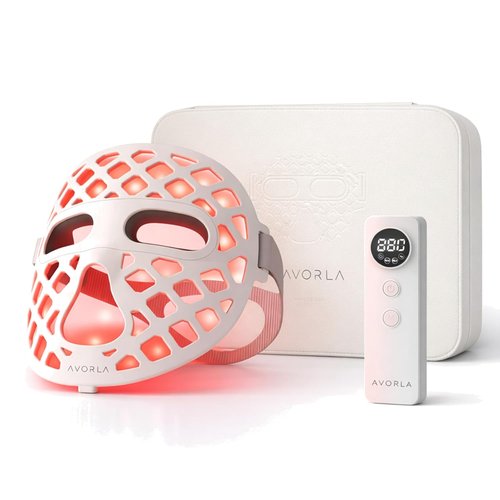 Avorla Beauty LED Mask - Multi-Wavelength Red & Blue Light Therapy for Wrinkles & Acne - Rechargeable for Home & Travel