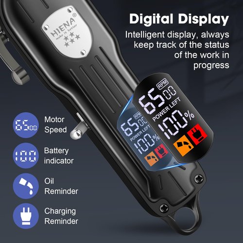 HIENA PRO Professional Hair Clippers for Men Rechargeable Barber Clippers & Trimmers Set, Cordless Hair Clippers Kit with LCD Display, Gifts for Men