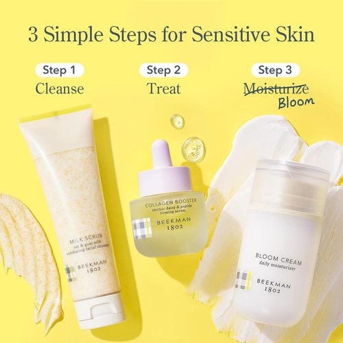 Beekman 1802 Oat & Goat Milk Exfoliating Face Wash & Facial Scrub – Gentle Pore Minimizing Exfoliating Cleanser with Jojoba Beads, Daily Face Wash for Sensitive Skin – Travel Size