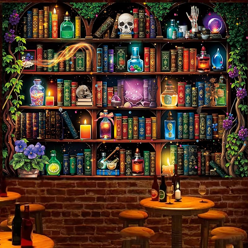 Halloween Scientist Laboratory Backdrop 7x5FT Witch Bookshelf Poison Skull Photo Background Kids Adult Halloween Party Decor Variation of THIS listing