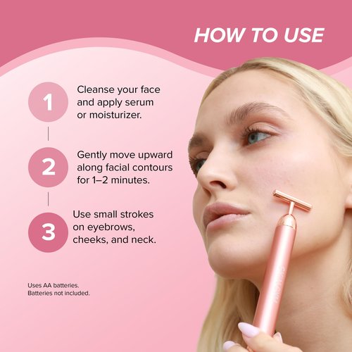 SKIN GYM Beauty Lifter Vibrating T-Bar Gold, Sonic Facial Massage Tool for Sculpting and Circulation