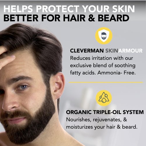 2X Reusable Hair & Beard Dye for Men – Dark Blond | Up to 10 Uses, 7 Minutes | Natural Gray Coverage, No-Drip Cream with SkinArmour® – Cleverman