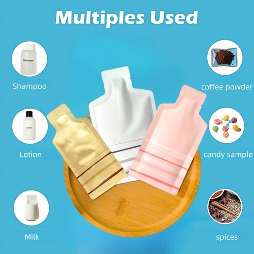 MITOB 100 Pack 1.97x4.3 inch Heat Seal Sample Mylar Packets for Portable Travel Toiletries Empty Disposable Liquid Shampoo Pouch Single Serving Coffee Powder Condiments Food Storage (White)