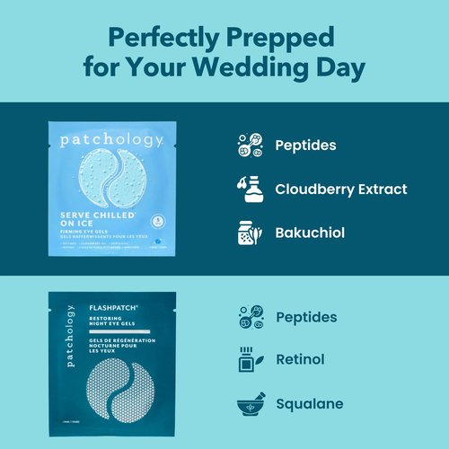Patchology Bridal Shower Gift Box – Something Blue Cooling Under Eye Patches for Brides & Bridesmaids, Depuffing & Firming Gel Masks with Peptides & Bakuchiol – Wedding Skincare Gift Set