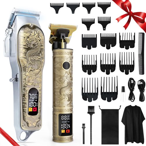 Professional Hair Clippers and Trimmers Set for Men, Cordless Rechargeable Electric Hair Clippers for Hair Cutting, Haircut Clipper for Barber, Men's Gifts for Husband, Barbers, Father