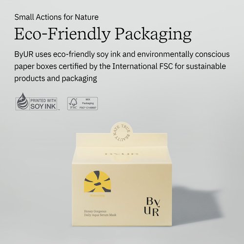 ByUR Honey Gorgeous Daily Aqua Serum Mask (30 Count) Hydrating Moisturizing Face Mask, Skin Elasticity & Firmness Treatment, Honey Extract for Dry Skin, Pore Tightening, Vegan K-Beauty Skincare