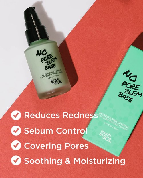 TOUCH IN SOL Redness Correcting Primer - Pore Minimizing Green Makeup Base - 1.01 fl. oz. for Rosacea Relief