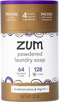 Indigo Wild Zum Powdered Laundry Soap - Plant-Based Formula with Baking Soda & Essential Oils - 64 Loads (32 oz) - Frankincense & Myrrh