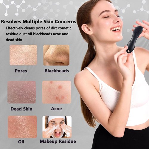 PeaKalo Silicone Face Scrubber Black Head Remover for Face- Appliances for Removing Make-up for Deep Cleansing Blackhead Remover Tools Face Spatula Makeup Removal Washing Brushes Pore Cleaner (Black)