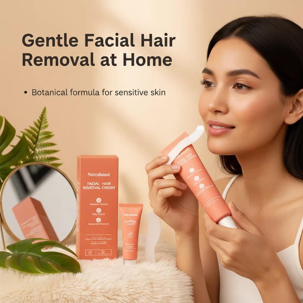 Women's facial hair removal cream,（4 Min, 7 Days Smooth） suitable for upper lip and chin hair removal, two in one, containing soothing cream, suitable for sensitive skin (3pcs)