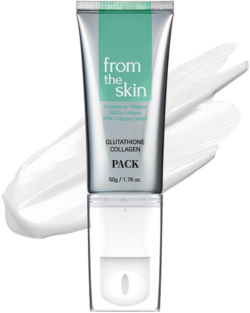 FROM THE SKIN Glutathione Collagen Peel Off Mask - Anti Aging Korean Face Mask, Face Lift, Radiance Boost, Reduces Wrinkles - Built-in Silicone Spatula, 700ppm Glutathione & 300 Da Collagen, 1.76 oz.