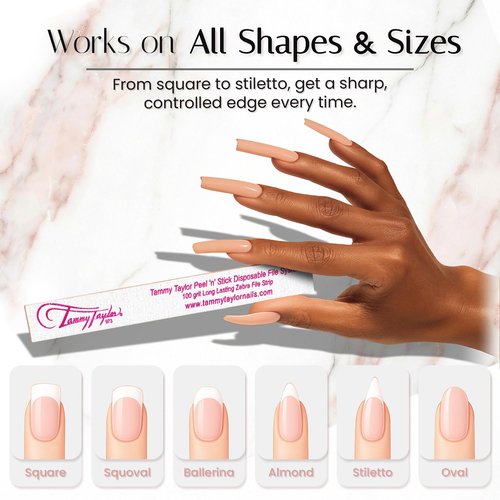 Tammy Taylor 100 Grit Acrylic Finger Nail Files for Women, 100/180 Limas para Uñas & Emery Boards for Nails, Professional Manicure Tools, Salon Art Supplies & Accessories, Disposable Fingernail File