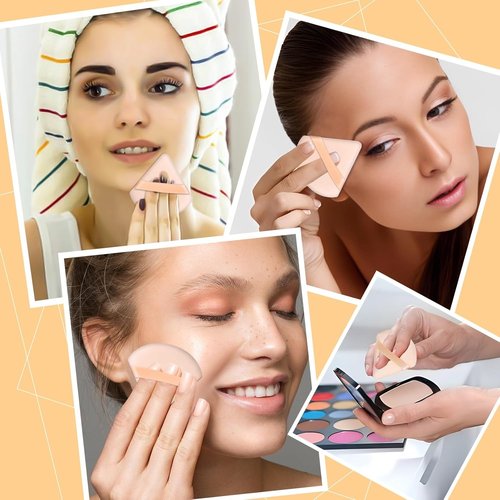 Skiennix Triangle Powder Puff Set - 6 Soft Makeup Sponges for Foundation & Face Powder | Flesh Color