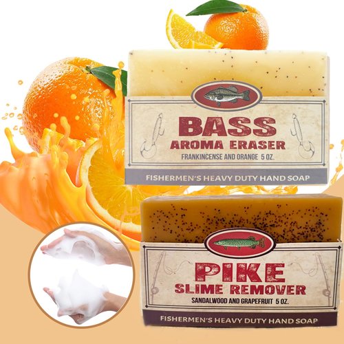 Fishermen’s 4 Pack Soap Gift Set – Great Smelling Heavy Grit Hand and Body Soap for Fishermen – Includes Topwater Fishing Lure & Sleeve – Birthday Gift for Fishermen - Fishing Gift Dad, Husband