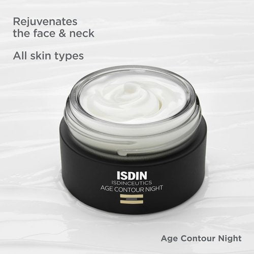 ISDIN Age Contour Night Face & Neck Cream - Melatonin & Peptides, 1.8 Oz for Youthful Skin