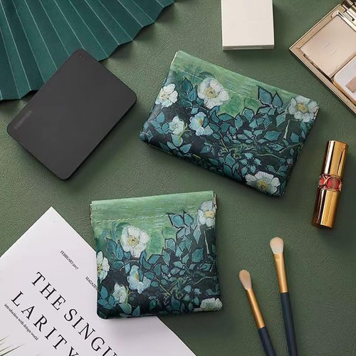 2 PCS Small Leather Cosmetic Bag for Purse - Mini Makeup & Coin Organizer Gift Set for Women - Snap Closure Travel Pouch for Lipstick, Keys, Charger Cable, Coins