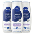 NIVEA Derma Comfort Caring Body Wash for Sensitive Skin, Body Wash with Hyaluronic Acid and Vitamin E, 16.9 Fl Oz Bottle, Pack of 3