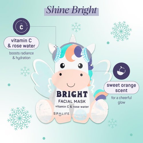 SpaLife Beauty Winter Wonder Animals Christmas Face Mask Bundle | Korean Facial Masks | Hydrating, Firming and Glowing Sheet Mask Set | Christmas Gifts for Women | 12 Pack